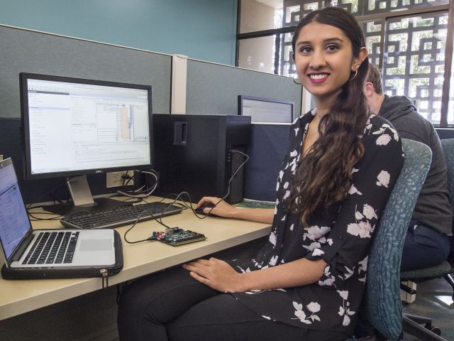 Photo of Sayali Kakade in the CSIL lab