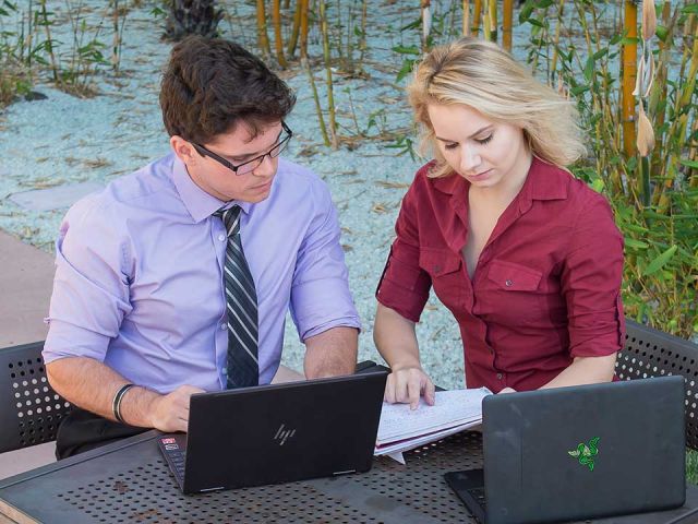 Photo of a student being advised
