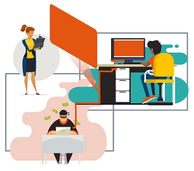 illustration of a hacker on a network