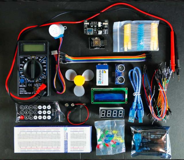 photo of lab parts and breadboard