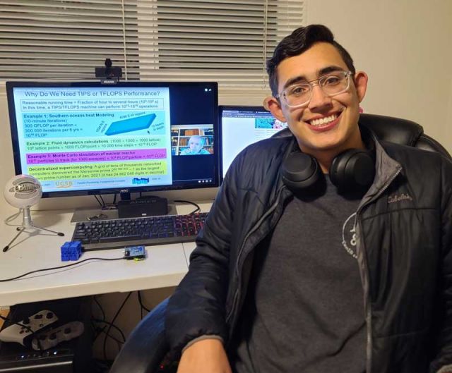 photo of noah de los santos at work