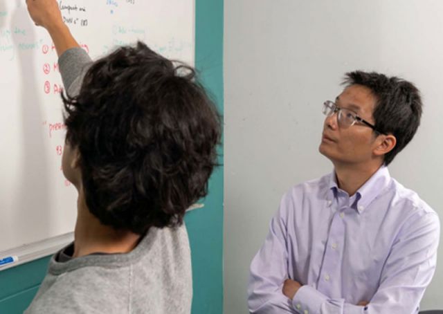photo of zhang with a student
