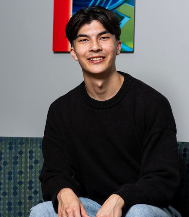 photo of jack in the HFH student lobby