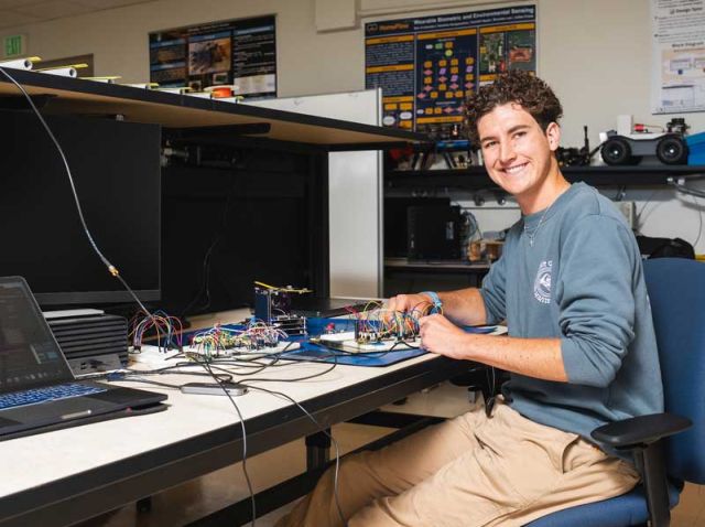 student in the capstone lab